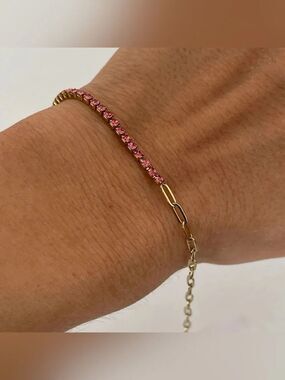 Pink tennis bracelet Q1052